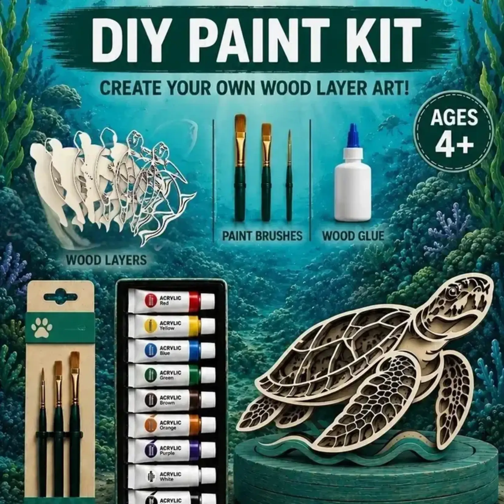 The Wilusz Way Wood Designs DIY Sea Turtle Paint Kit