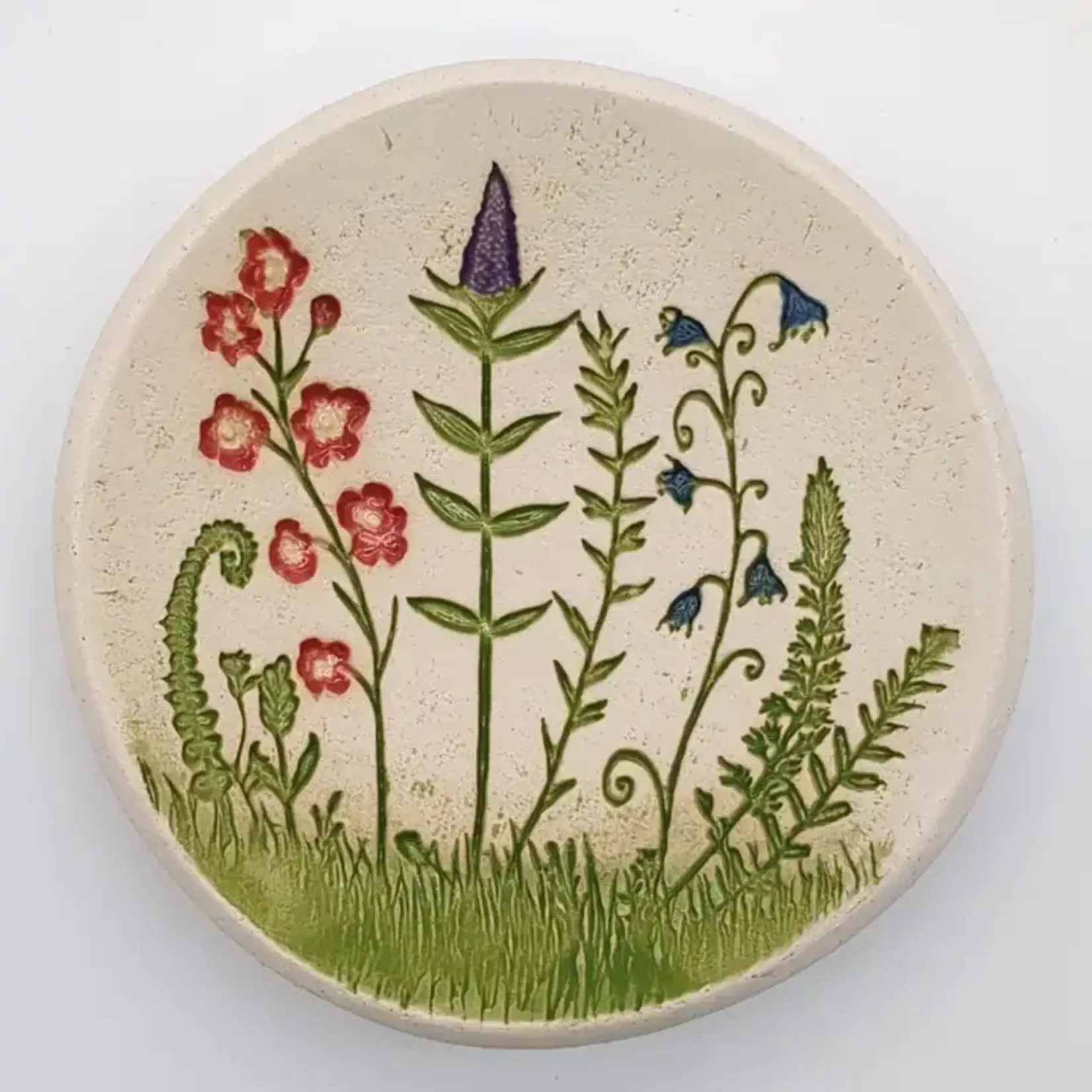 Walton Clay Studio Pottery Dish Bowl - Lg Wildflower Scene