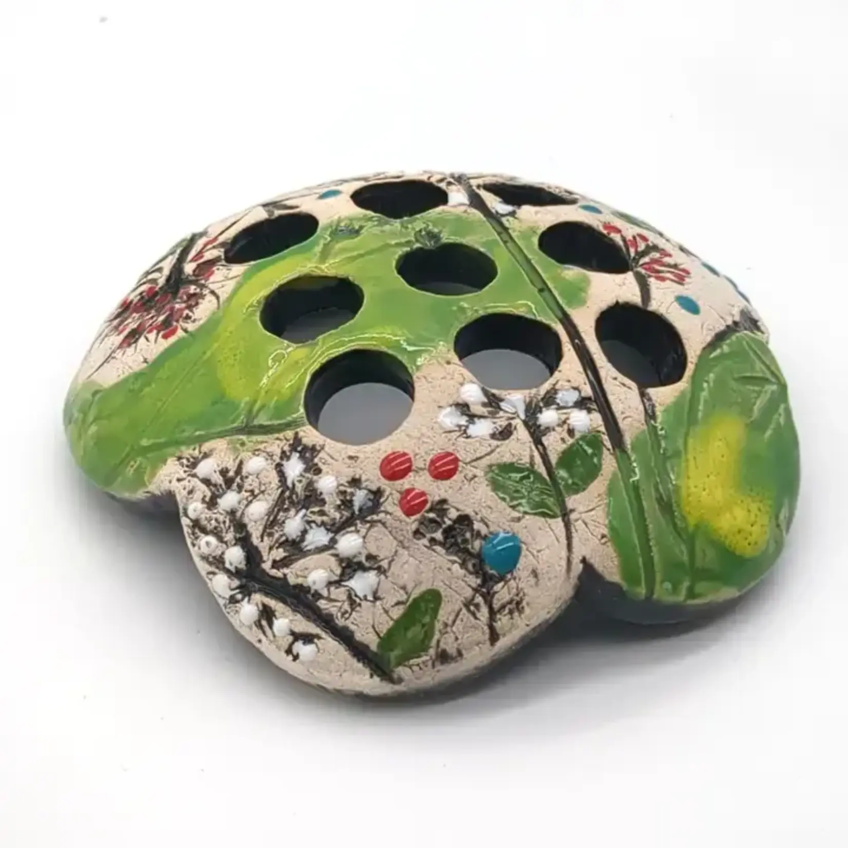 Walton Clay Studio Pottery Flower Frog - Canning Jar - Floral Design
