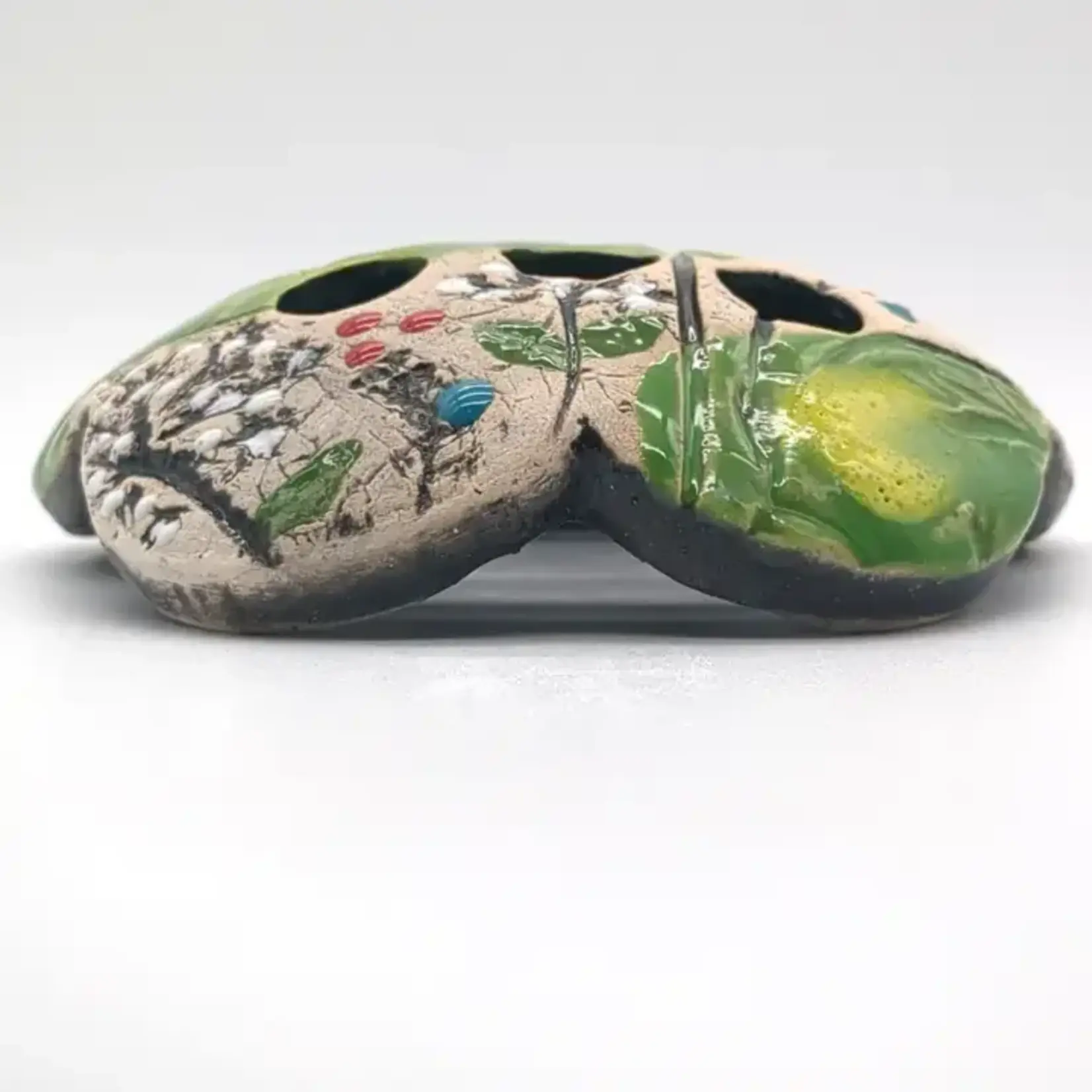 Walton Clay Studio Pottery Flower Frog - Canning Jar - Floral Design