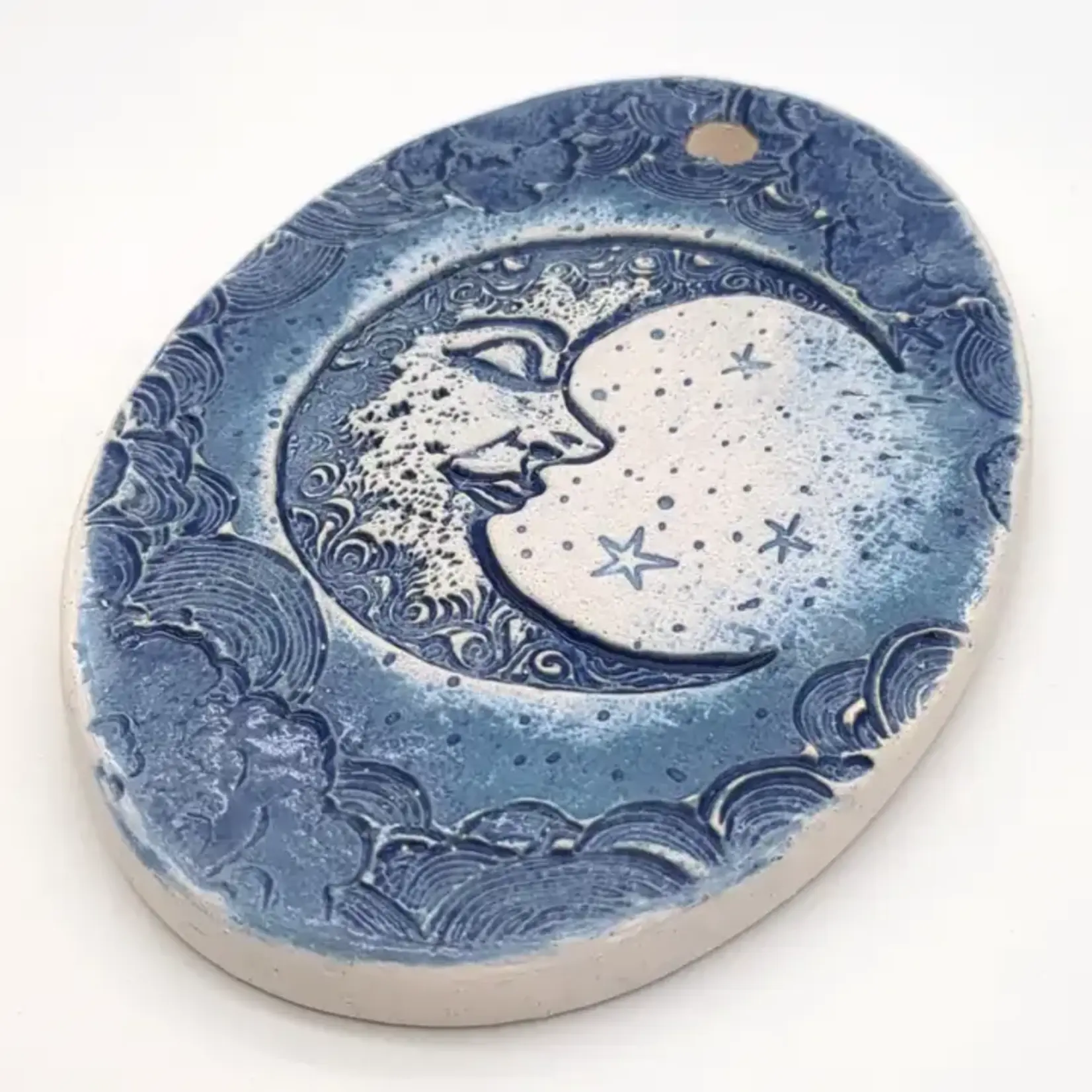 Walton Clay Studio Pottery Ornament - Blue Crescent Moon