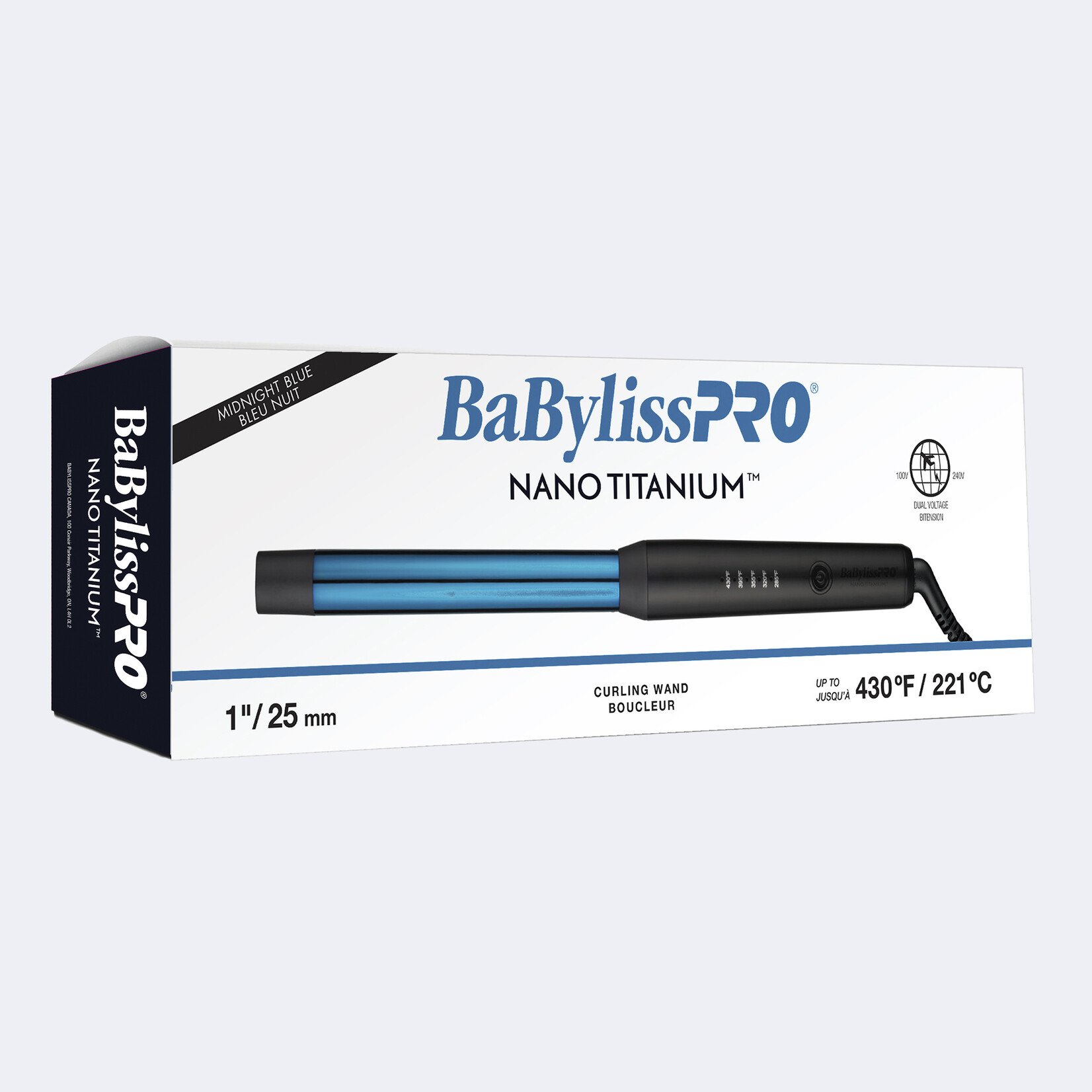 Babyliss Pro BabylissPro - Fer à friser sans pince nano-titanium 1'' - Bleu minuit