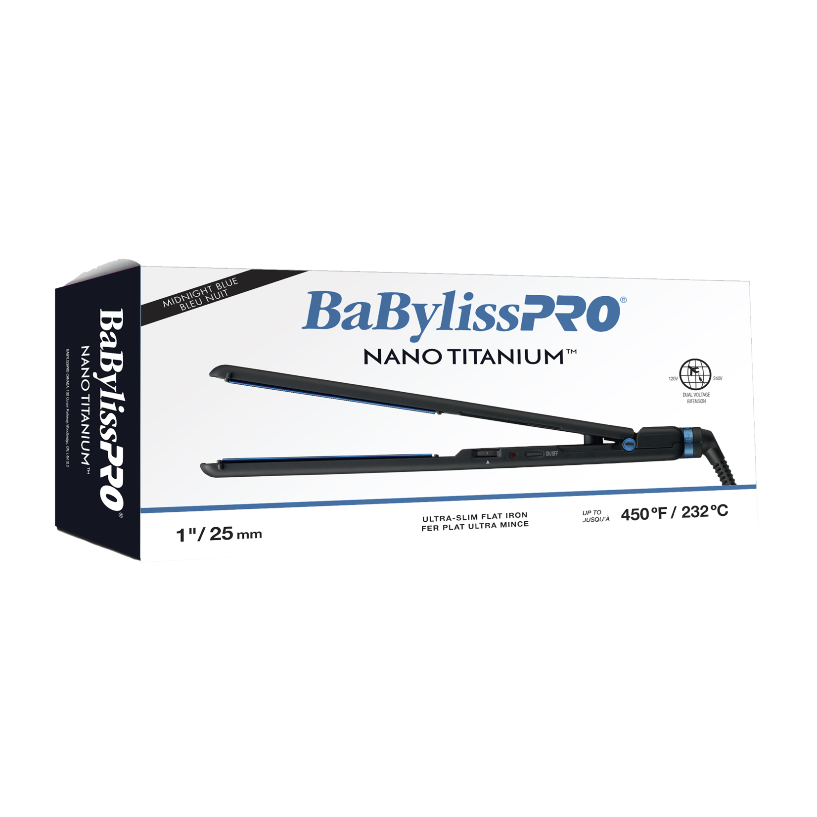 Babyliss Pro BabylissPro - Fer plat en Nano-Titane - Longue plaque profil ultra mince 1'' - Bleu minuit