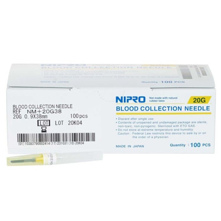 Vacutainer Needle - 20 Gauge x 1" - 100/pk