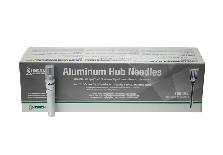 Neogen Ideal Disposable Aluminum Hub Needles - 16G x 1" Single (100/Box)