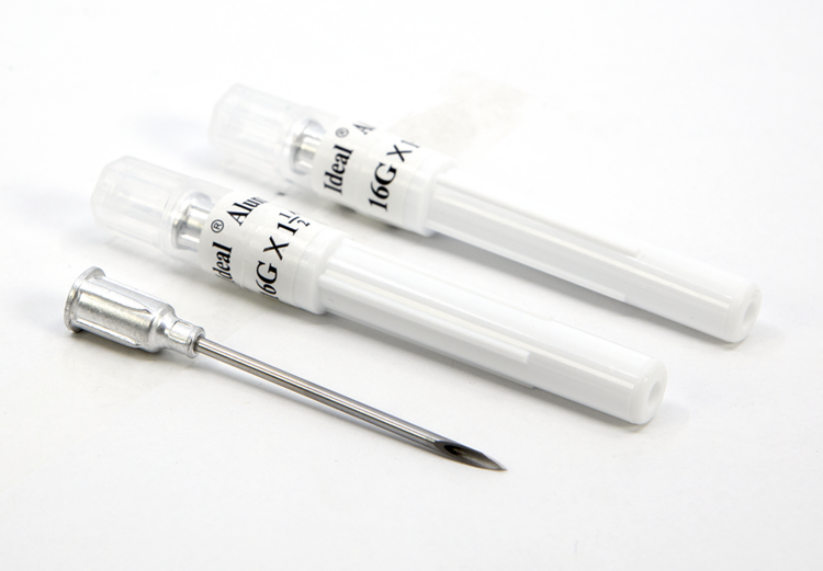 Ideal Instruments (Neogen) Ideal Disposable Aluminum Hub Needles - 16G x 1.5" Single (100/Box)