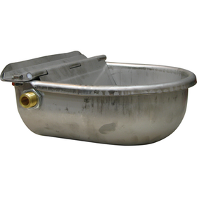 Water Bowl - Deep dish Stainless Steel Float Bowl. With Hinged Lid. 1/2" MPT Hookup