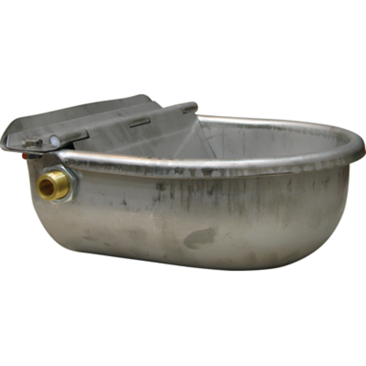 Water Bowl - Deep dish Stainless Steel Float Bowl. With Hinged Lid. 1/2" MPT Hookup