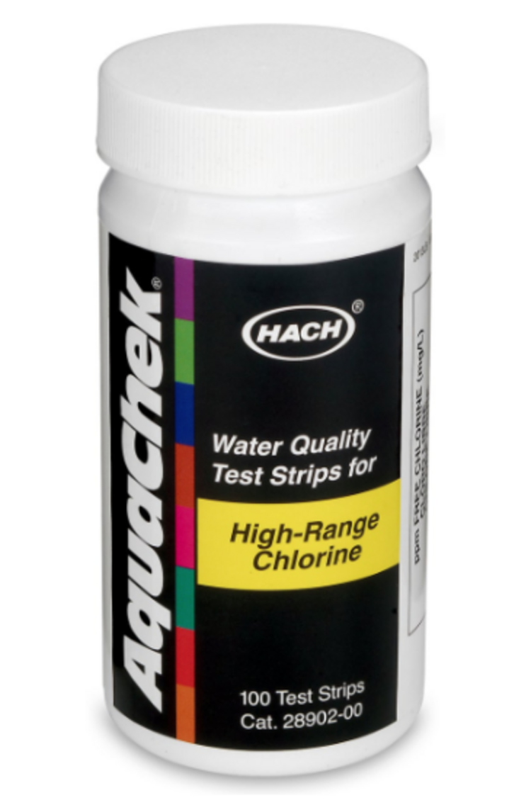 Chlorine Test Strips High Range (0-600ppm) - 100pk