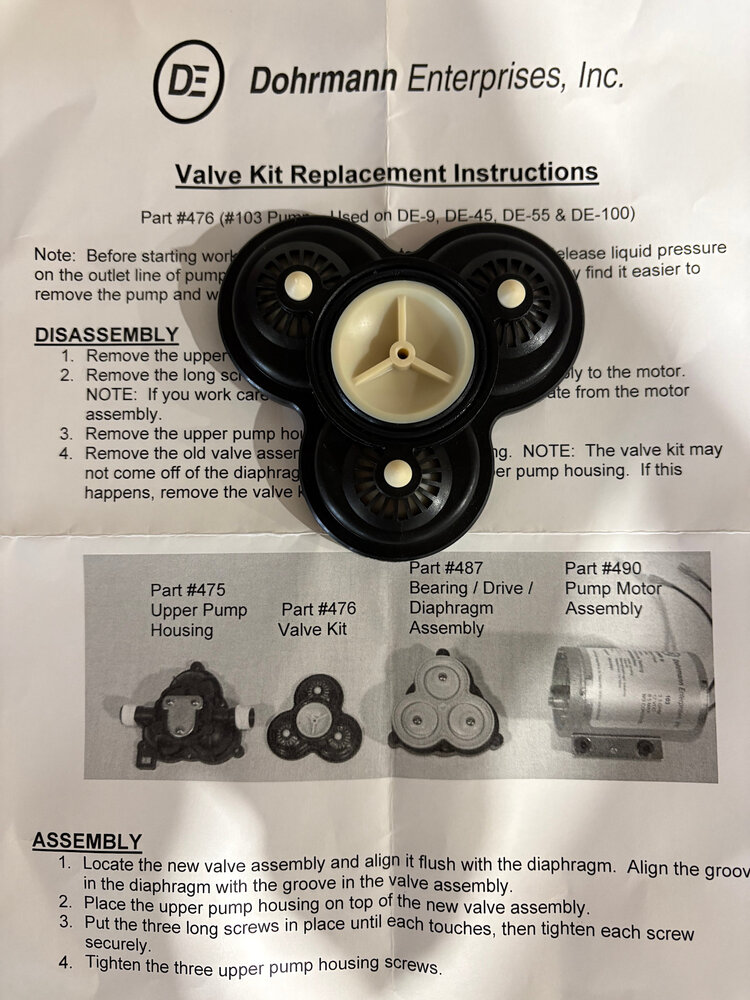 Valve kit replacement 103 & 104