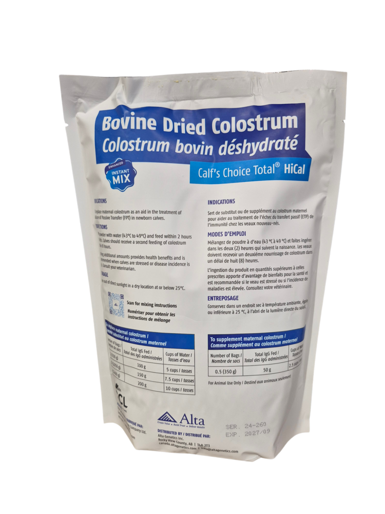 Calf's Choice Total HiCal - 100IgG Colostrum - 700g Bag (14/Case)
