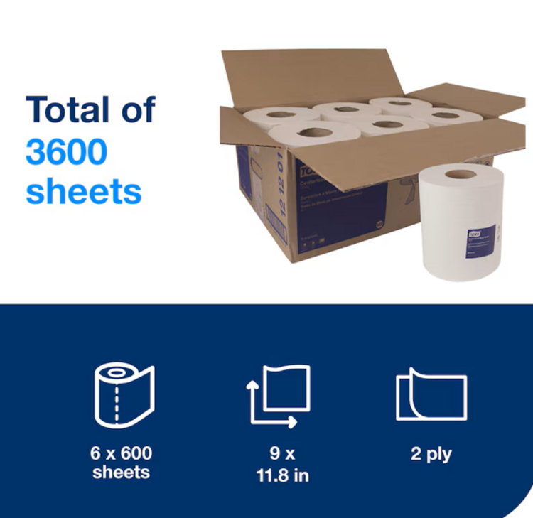 Tork Tork Advanced Centerpull Towels - 2-Ply -White - 600ct - 6 Rolls/Case (50/Pallet)