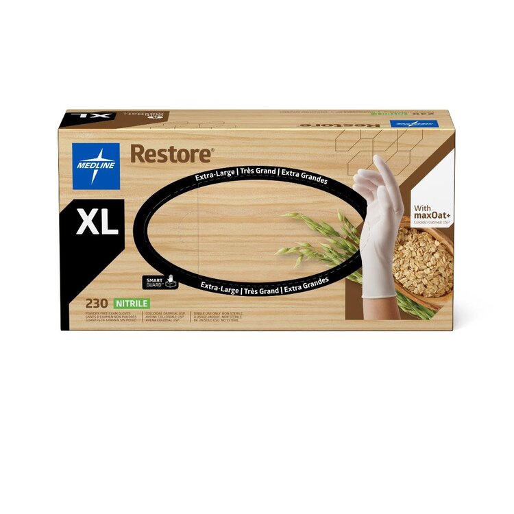 Medline Restore Oatmeal Nitrile Gloves (10/Case)