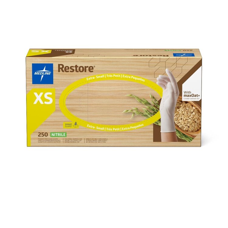 Medline Restore Oatmeal Nitrile Gloves (10/Case)