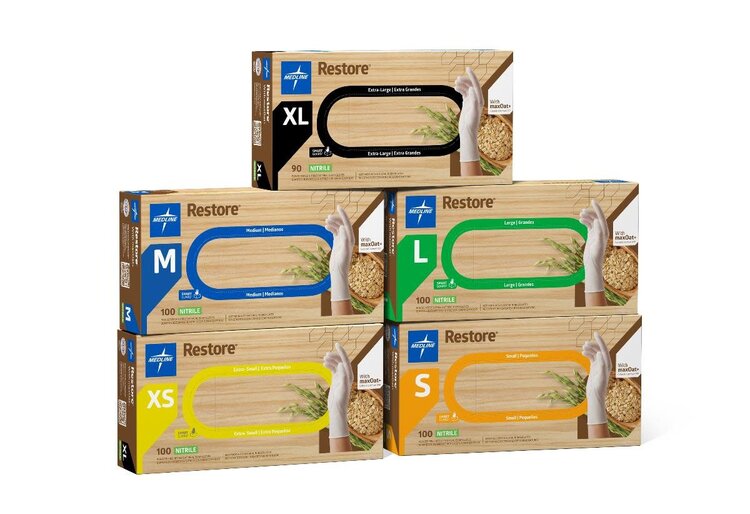 Medline Restore Oatmeal Nitrile Gloves (10/Case)
