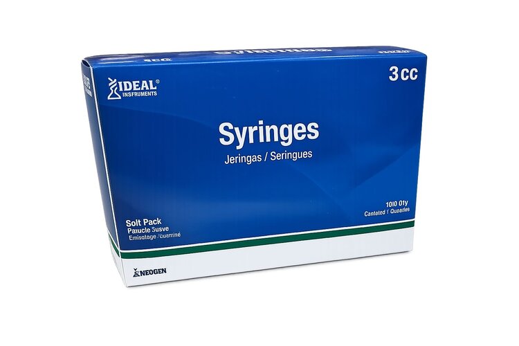 Ideal Instruments (Neogen) Disposable Luer Lock Syringe - 3cc - 100/box