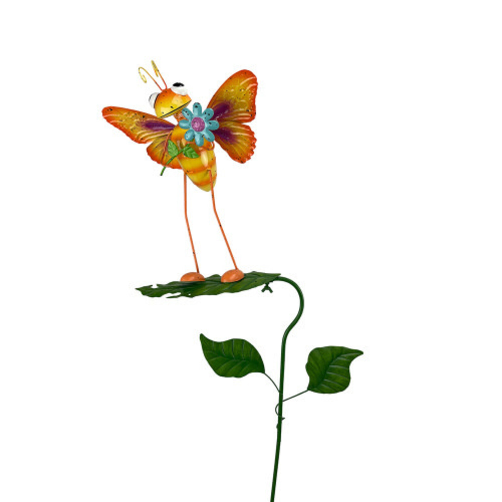 Butterfly on Leaf Stake Yellow