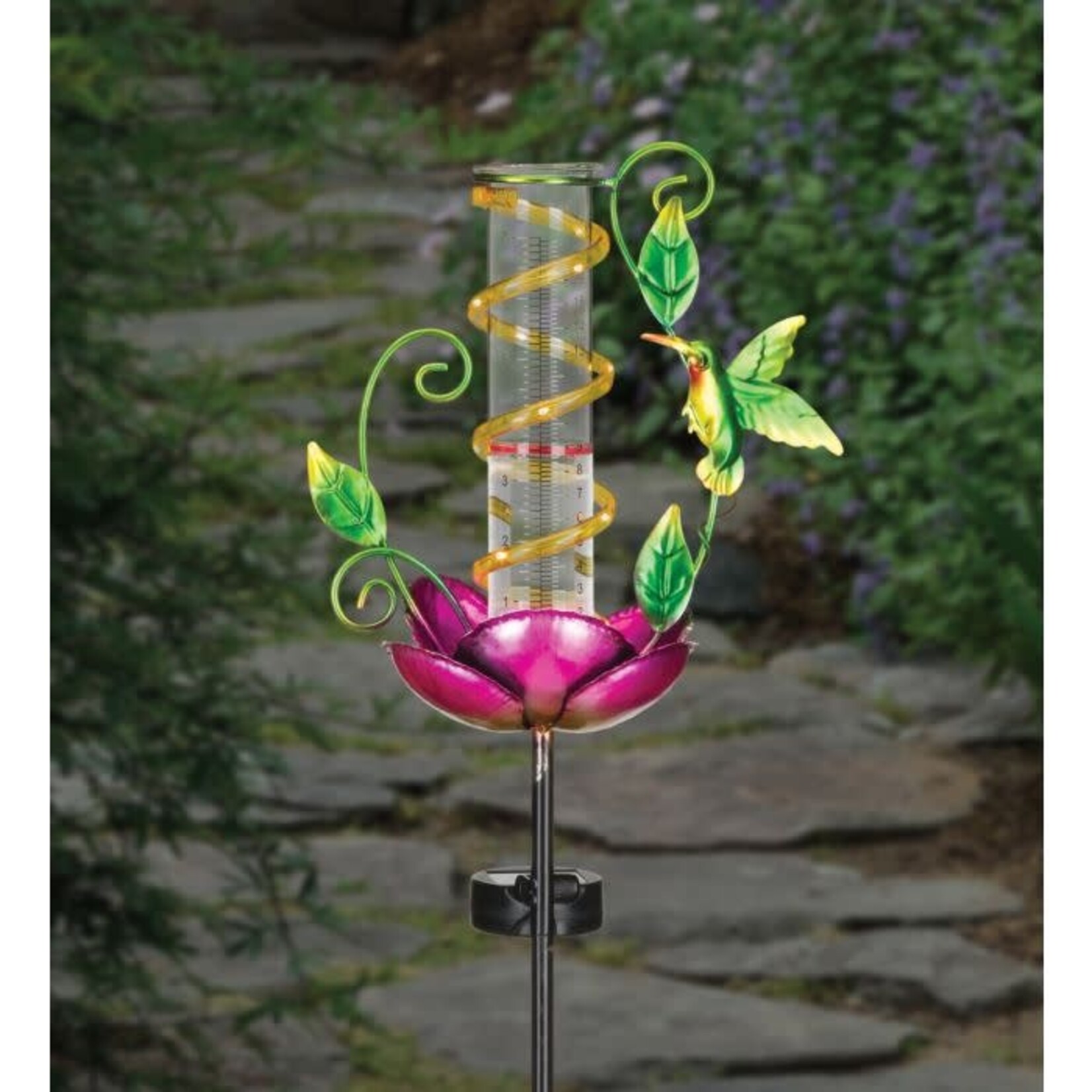 Regal Art & Gift Rain Gauge Solar Stake Hummingbird