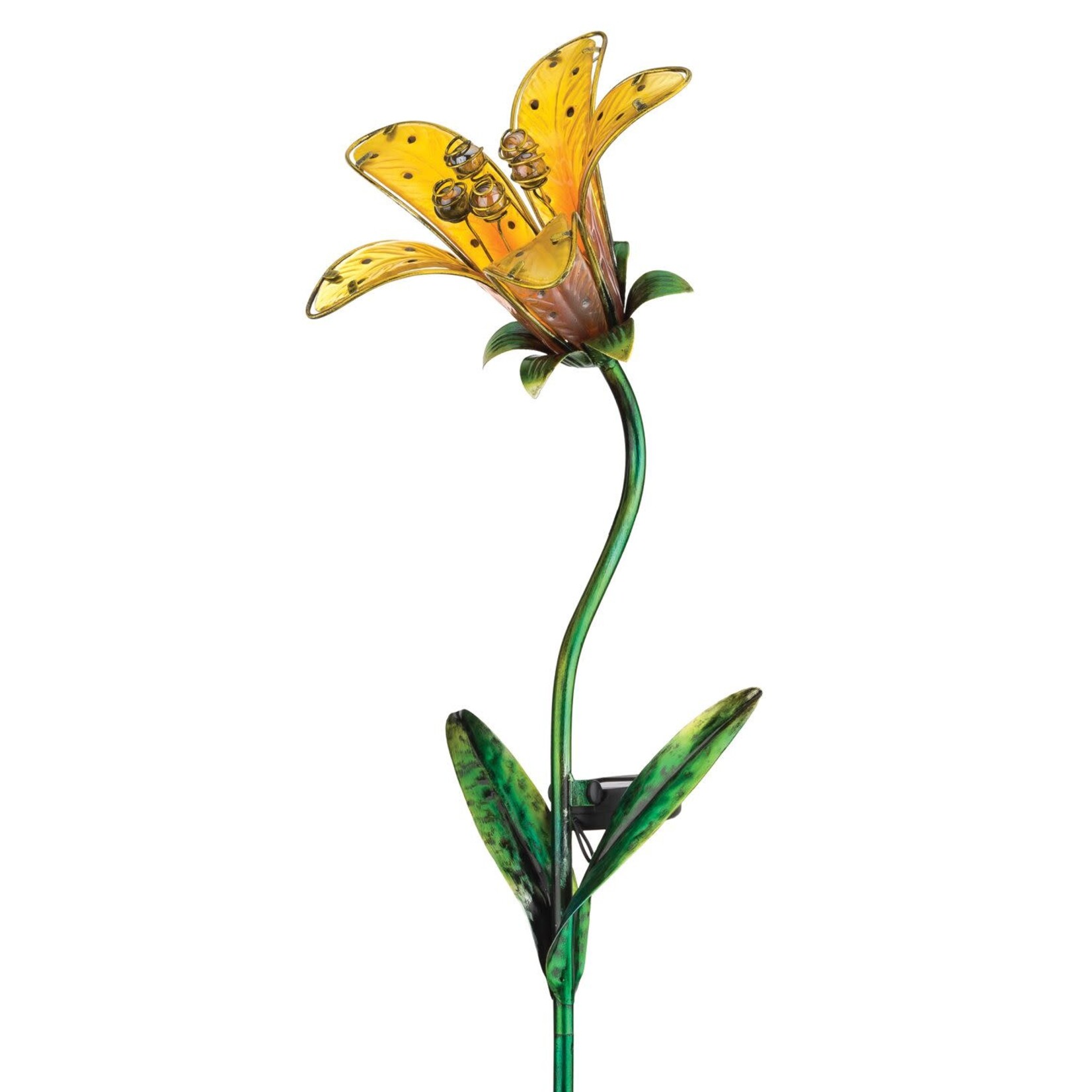 Regal Art & Gift Solar Tiger Lily Stake  - Yellow