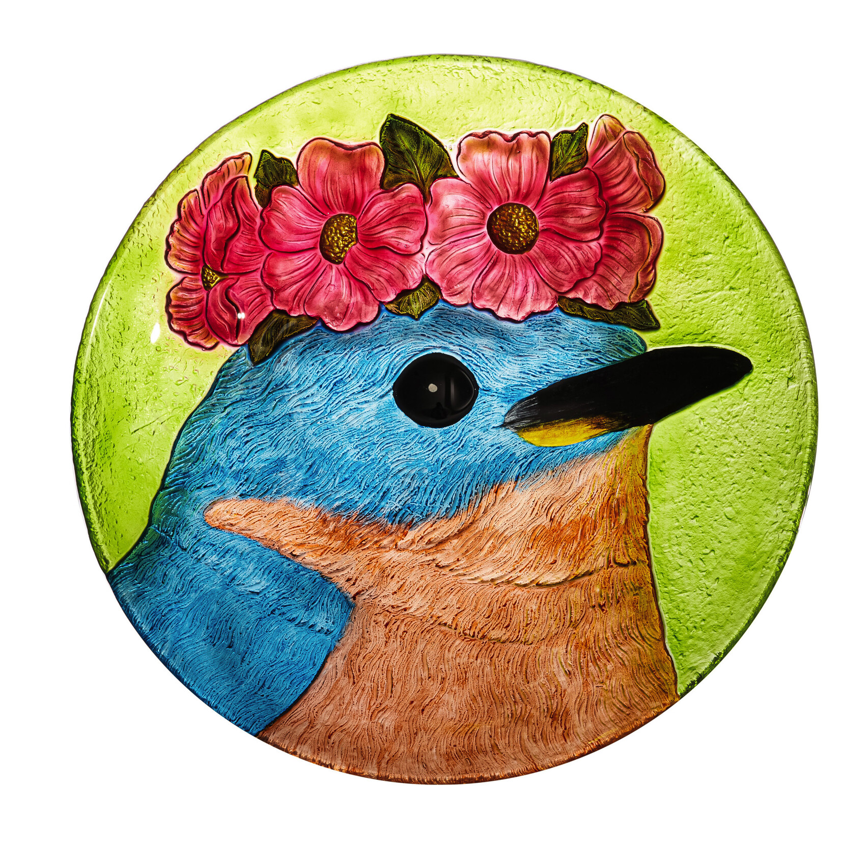 Bluebird With Floral Crown Birdbath