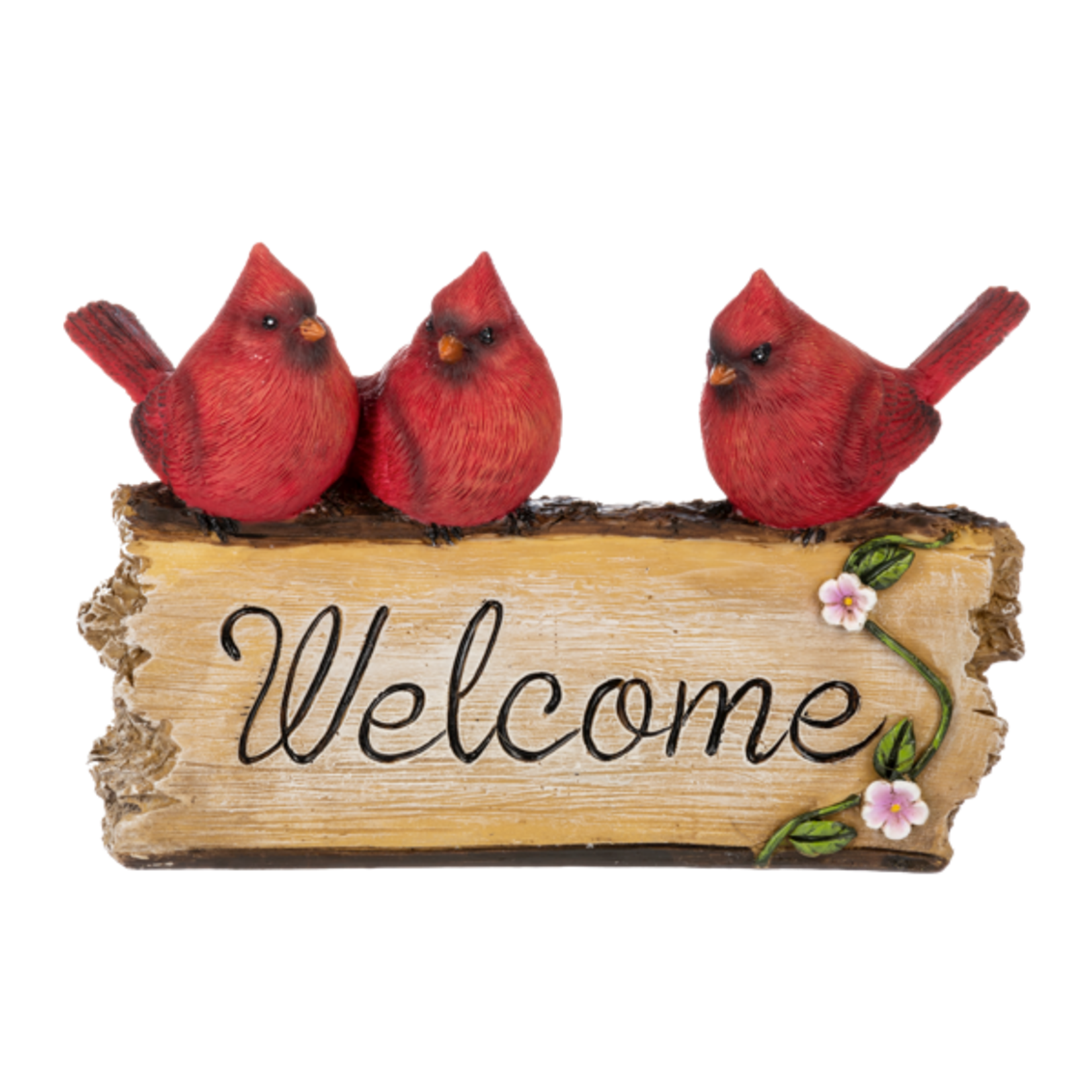 Cardinal Welcome Log Figurine