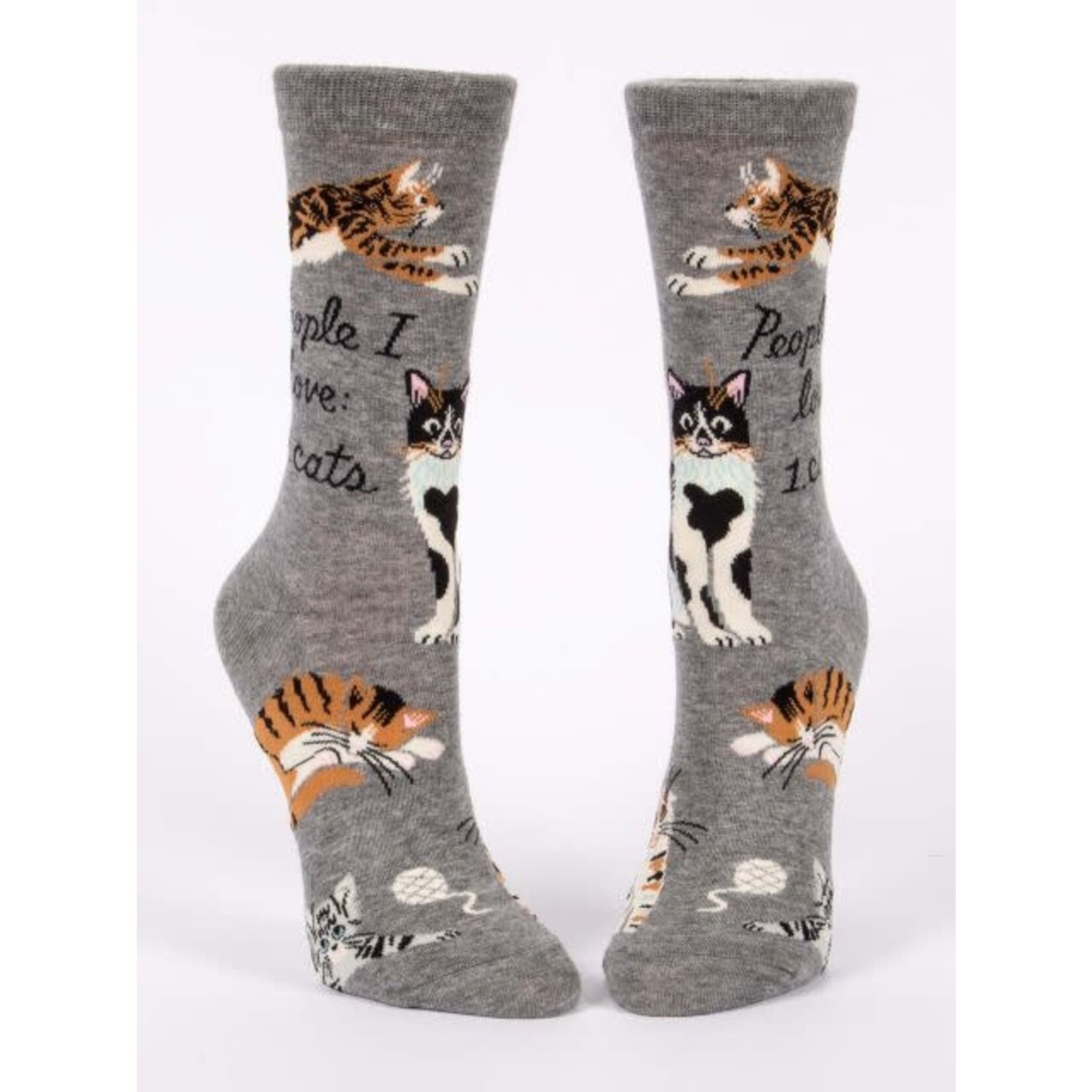 BlueQ PEOPLE I LOVE: CATS WOMEN'S CREW SOCKS