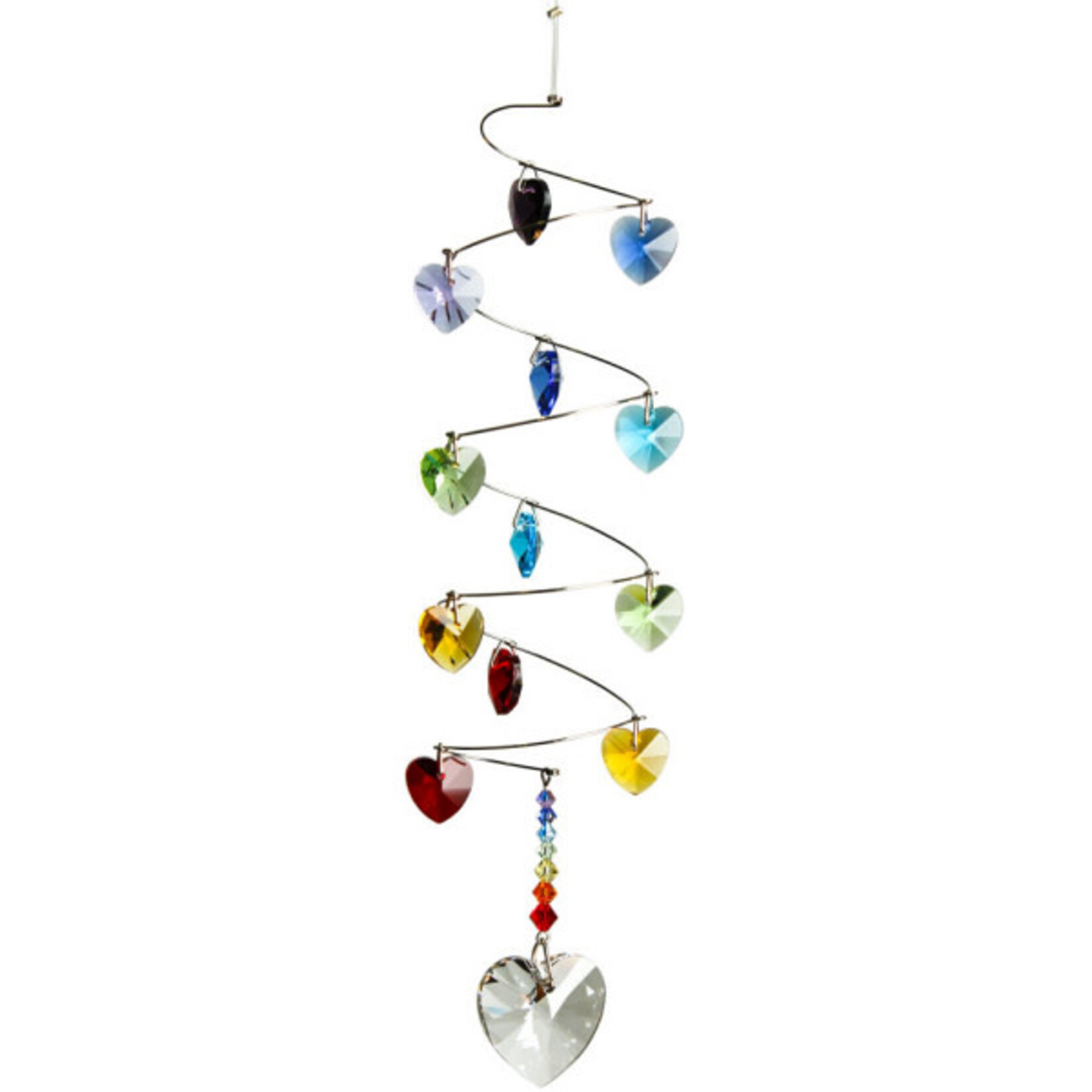 Woodstock Chimes Spiral Rainbow Hearts-Genuine Austrian Crystals