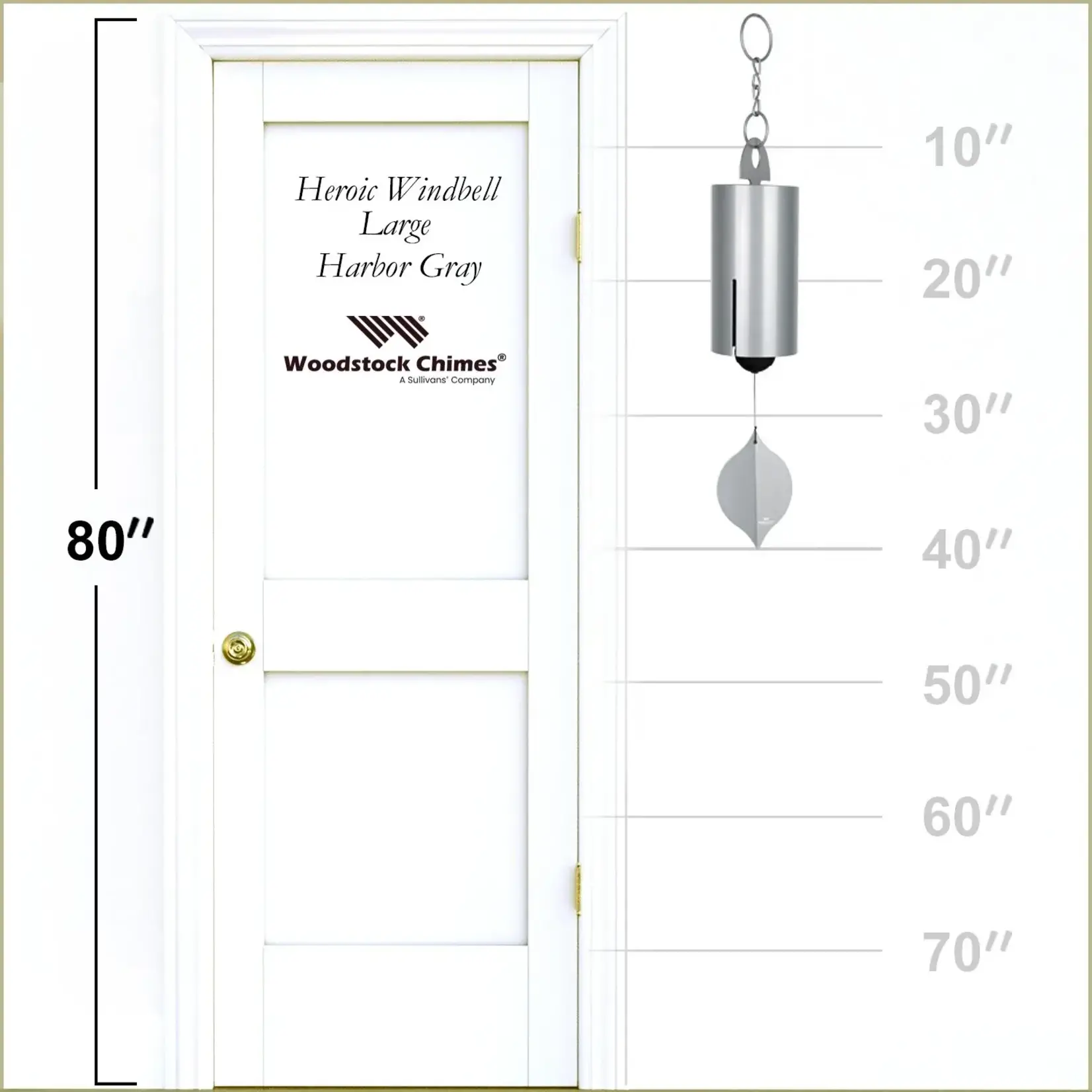 Woodstock Chimes Heroic Windbell - Large Gray