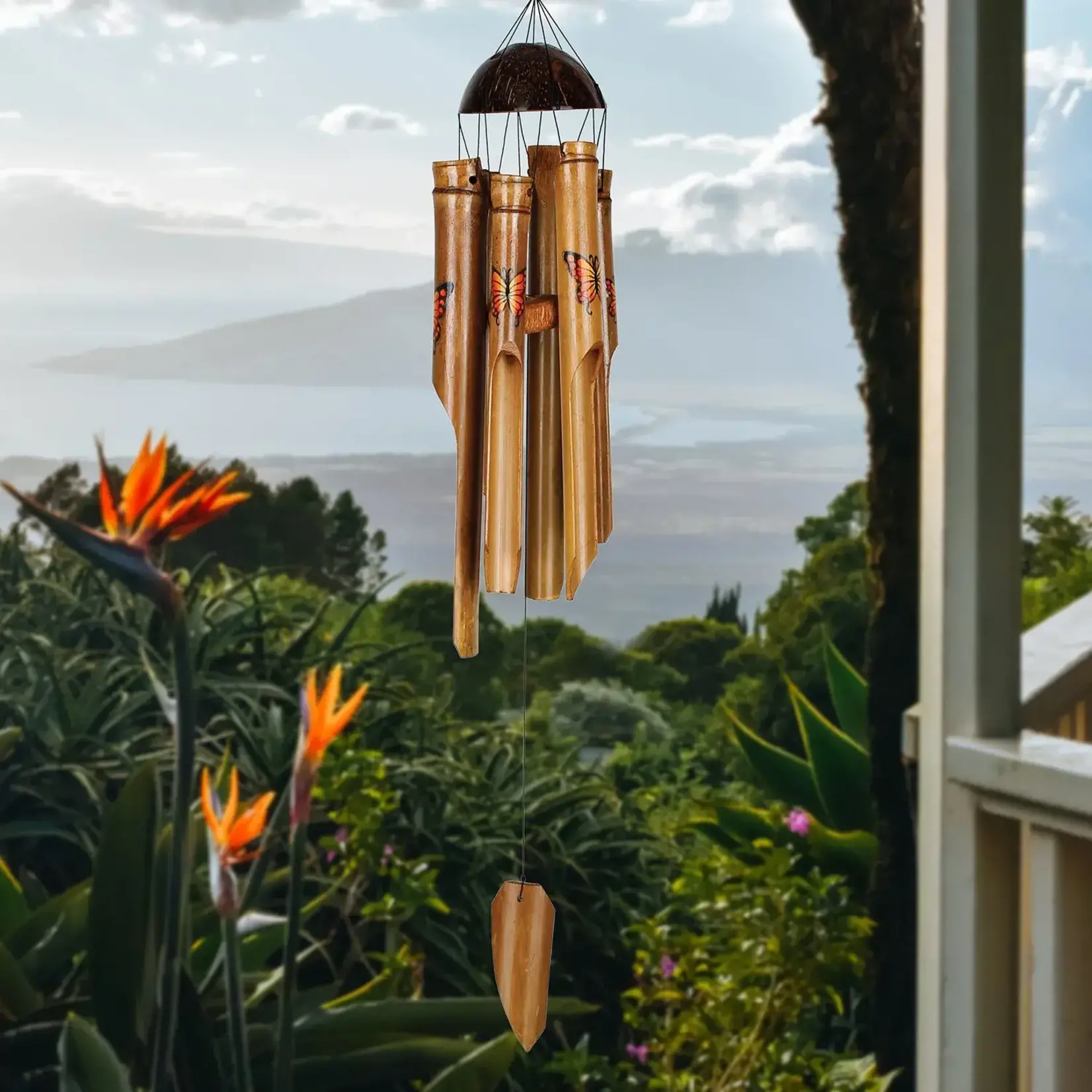 Woodstock Chimes Bamboo Butterfly Chime - Orange