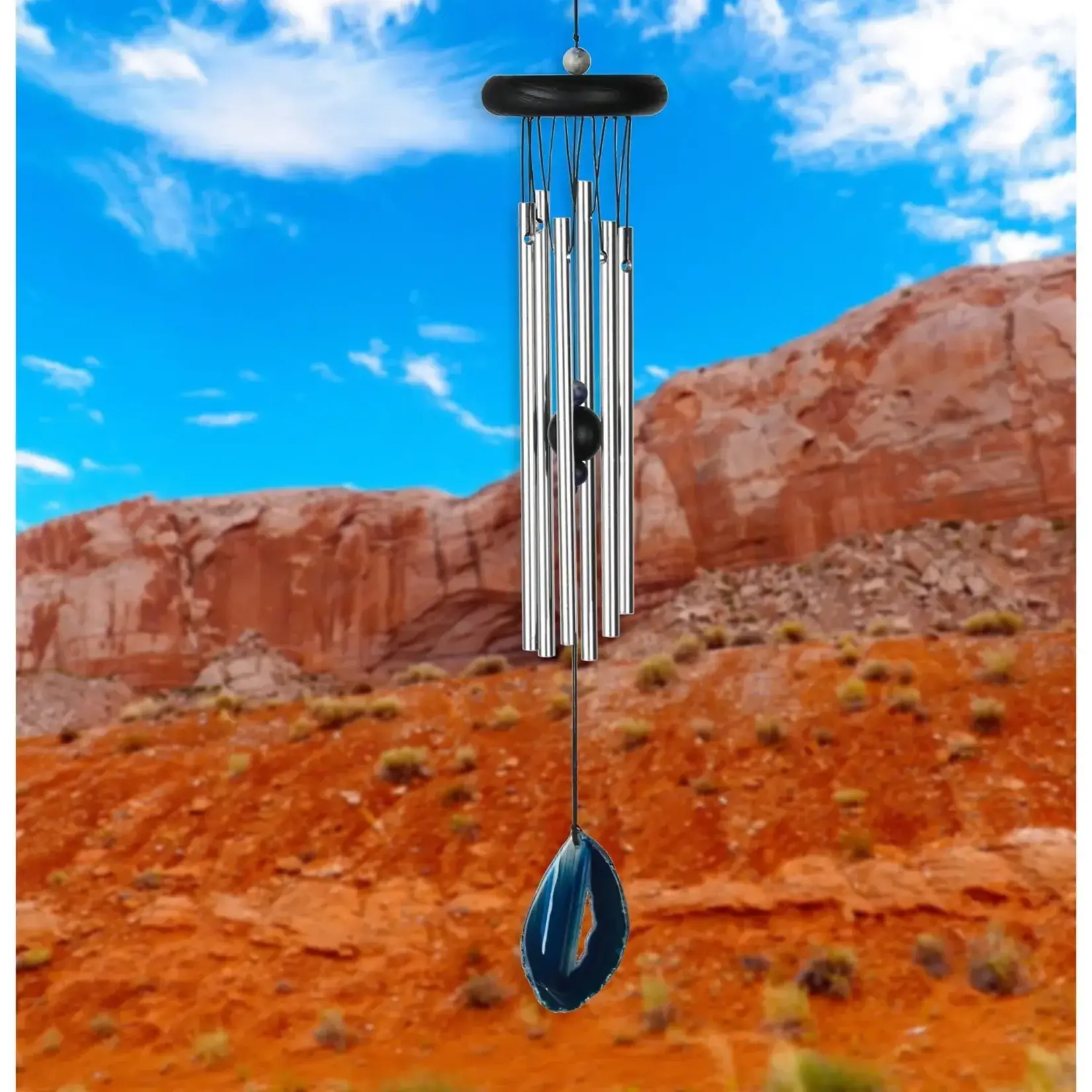 Woodstock Chimes Blue Agate Windchime