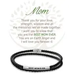 Earth Angel Black Leather Bracelet - Mom