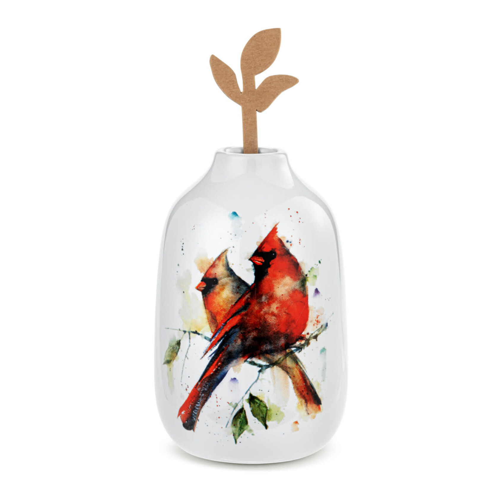 Dean Crouser Cardinal Pair Bud Vase.  (K3)