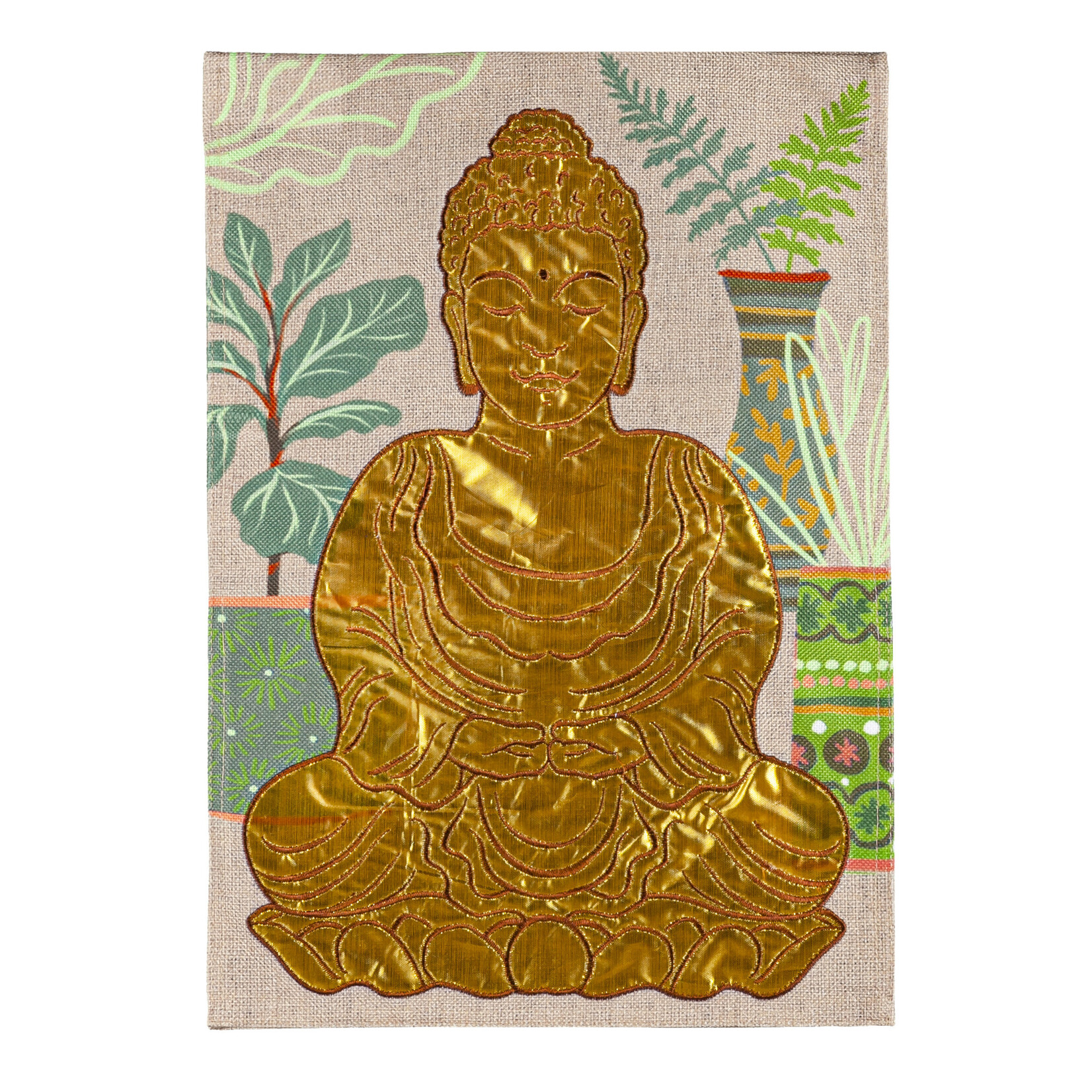 Buddha Burlap Garden Flag