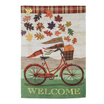 Fall Bicycle Garden Suede Flag