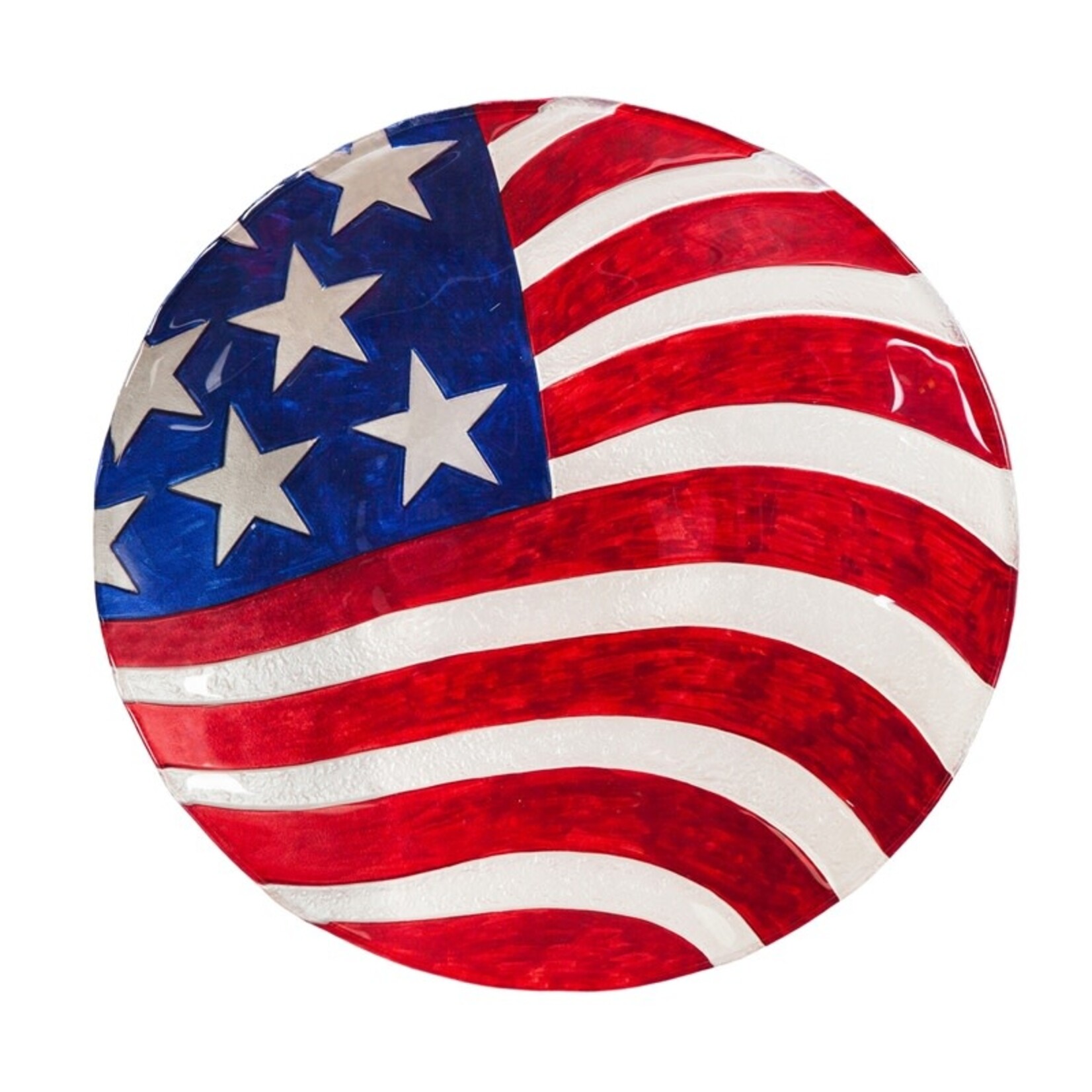 American Flag  Glass Birdbath