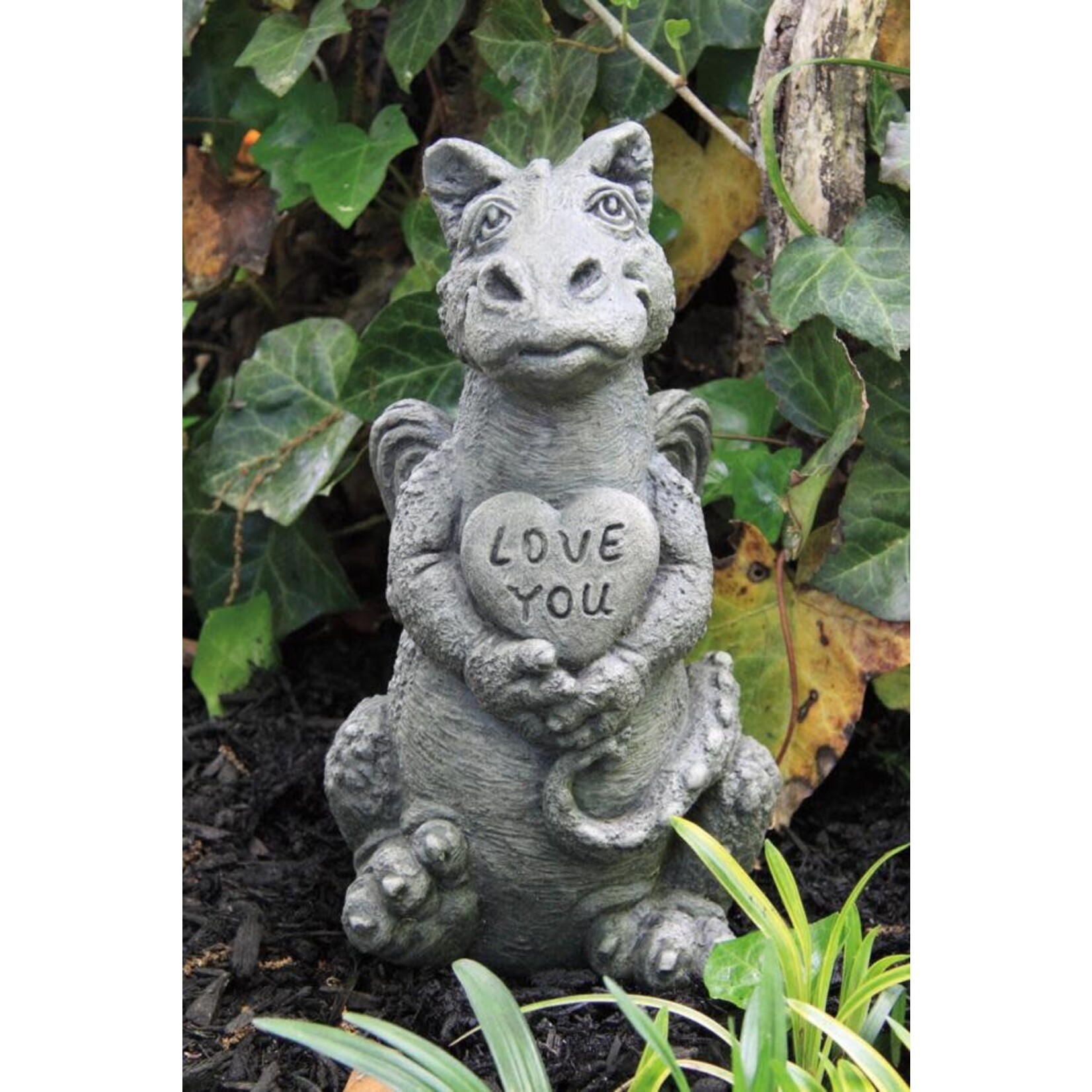 Massarelli Stone Lil Dragon with Heart Statue