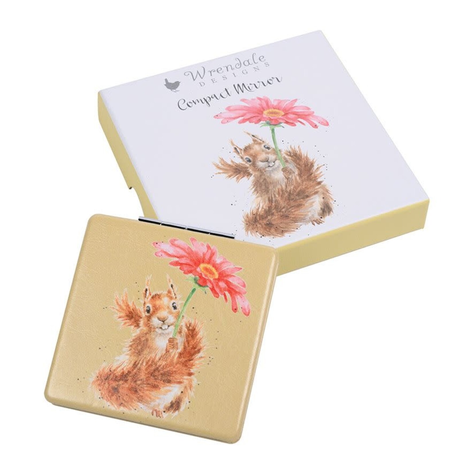 'FLOWERS COME AFTER RAIN' SQUIRREL COMPACT MIRROR