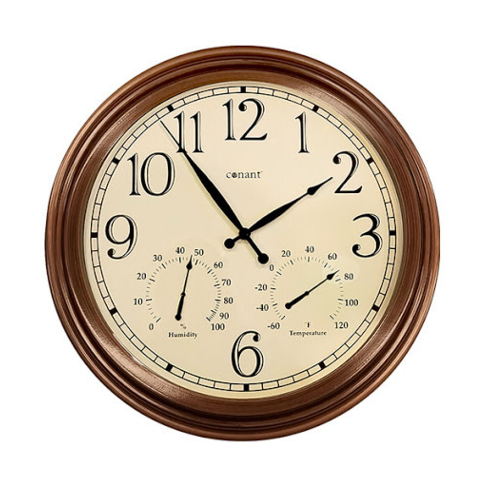 Conant Custom Brass Wall Clock With Thermometer/Hygrometer  (G16)