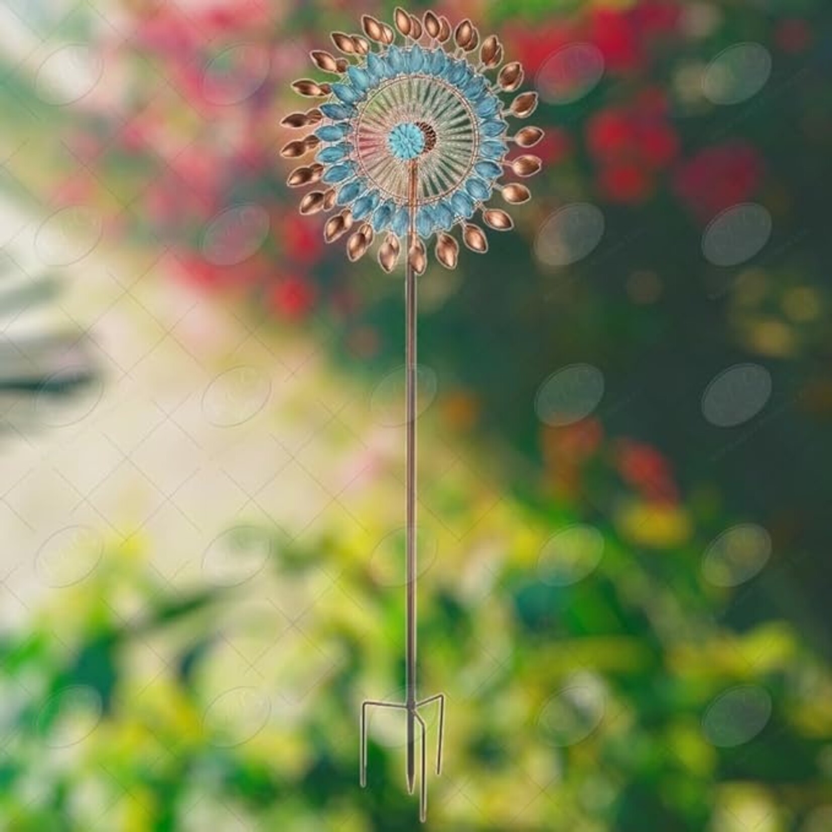 Blue and Bronze Double Garden Spinner