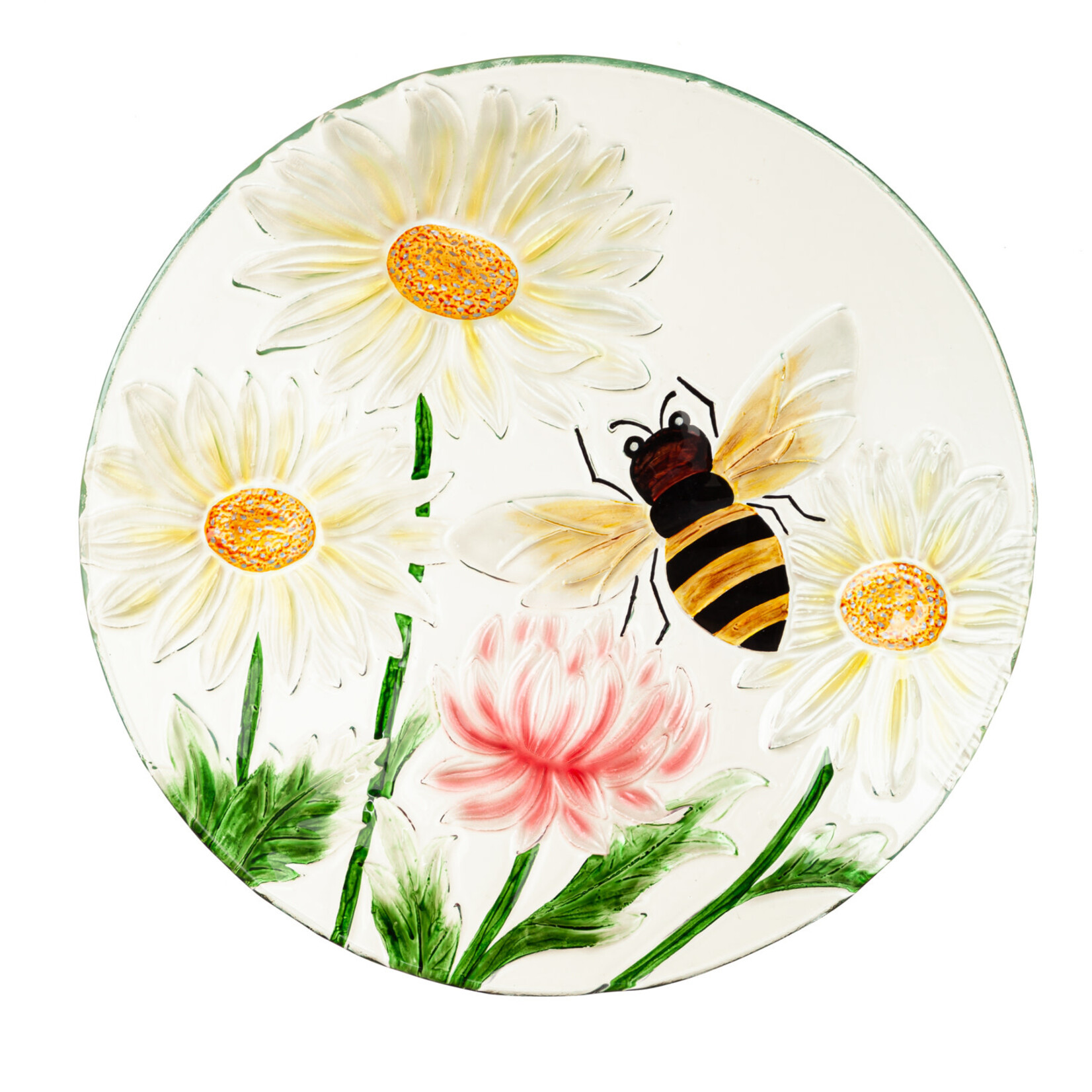 Daisies & Bee Glass Bird Bath ( G 11 )