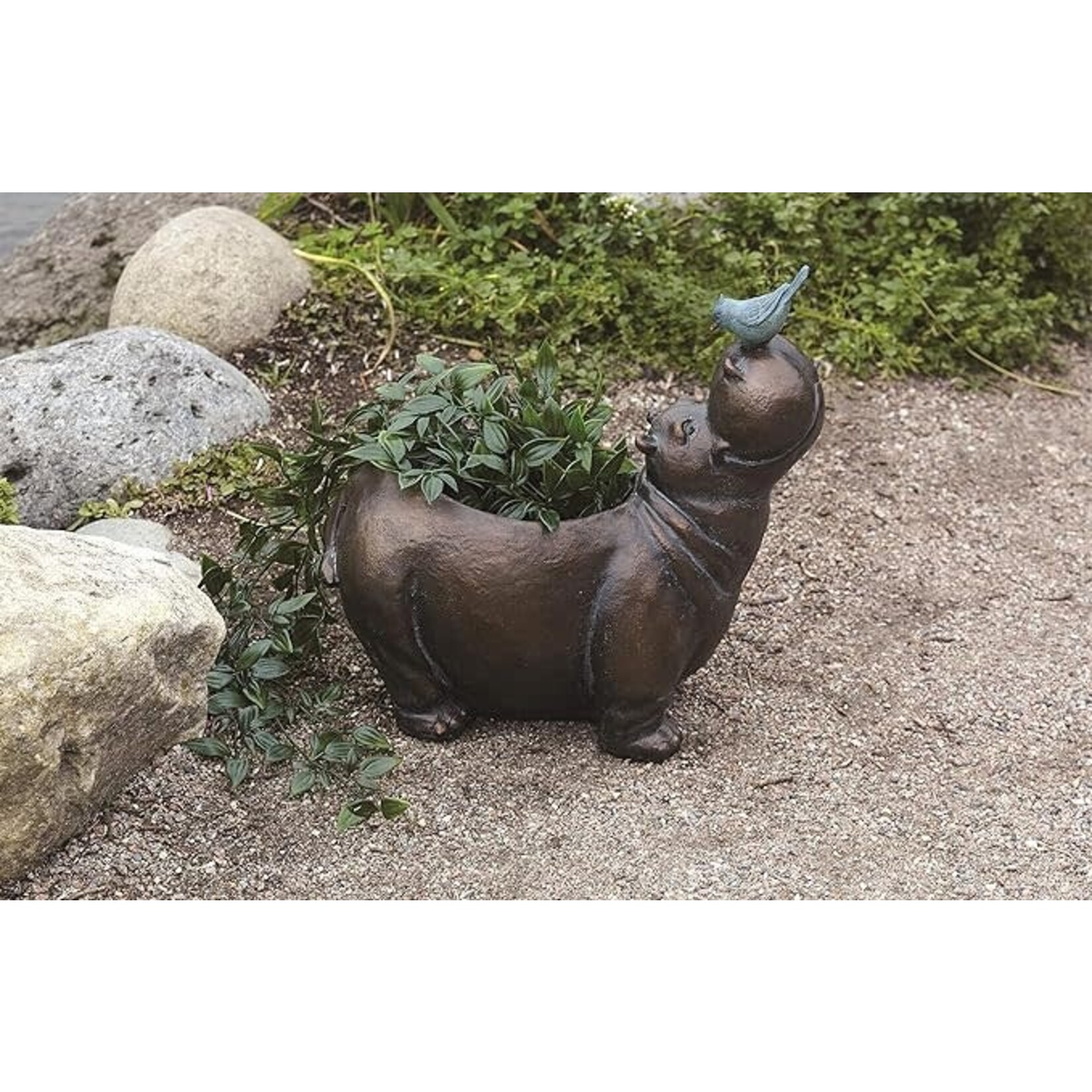 Hippo With Bird Planter (H4E box)