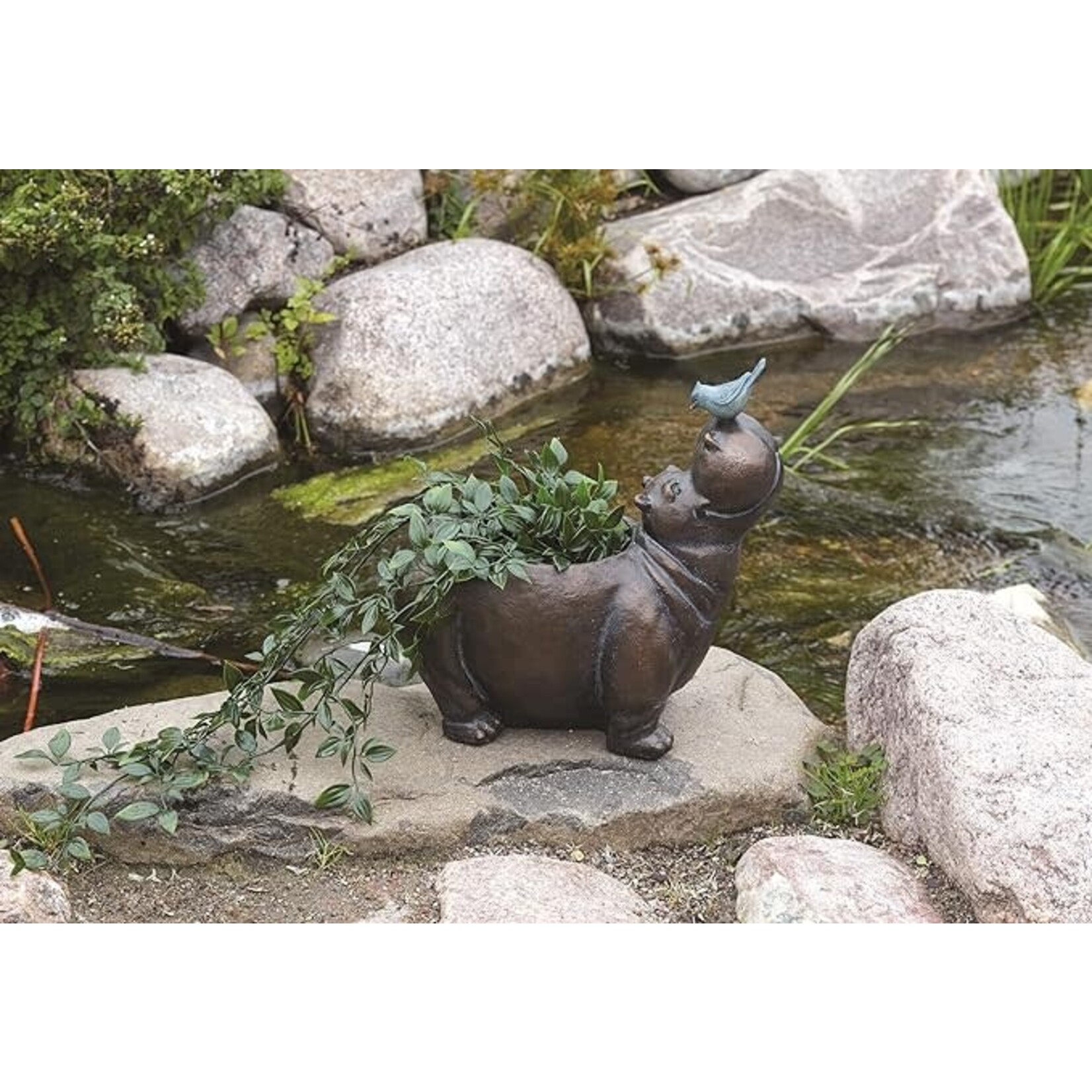Hippo With Bird Planter (H4E box)