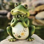 Frog Statue With Daisies