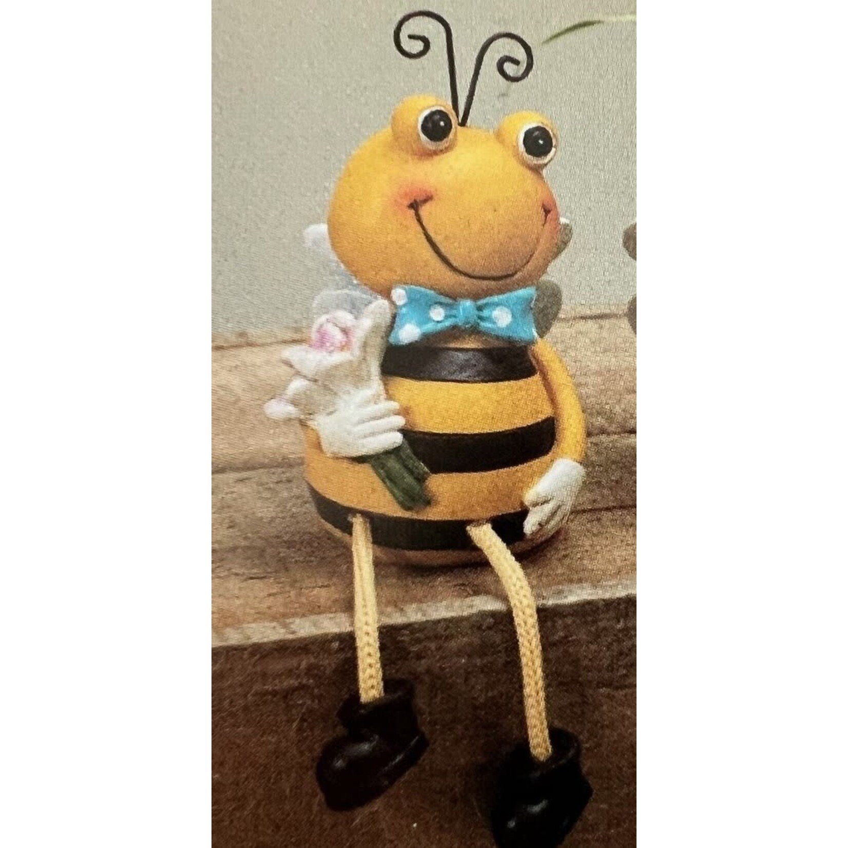 Bee Shelf Sitter Blue Bow Tie      (H24)