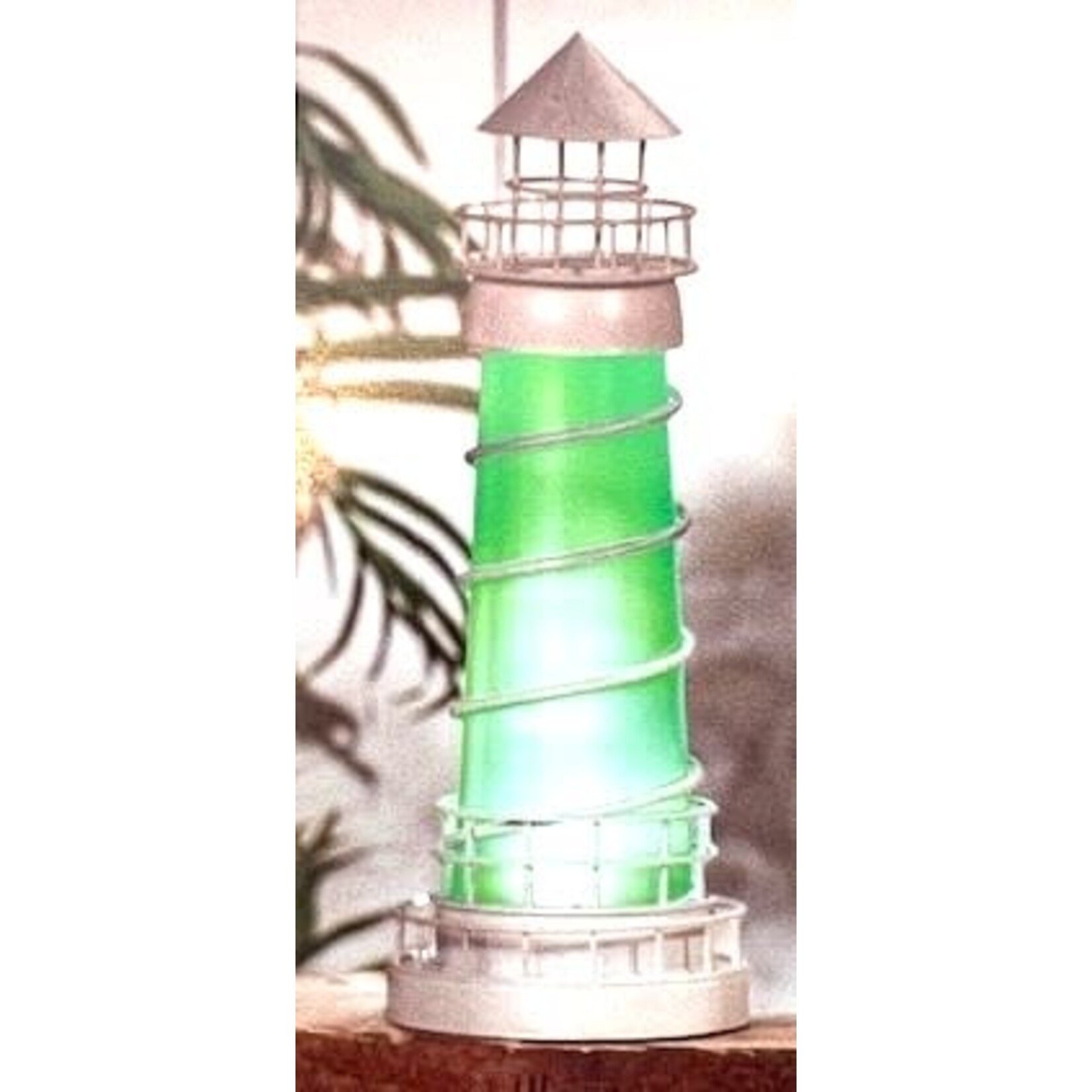 Solar Lighted Lighthouse Green