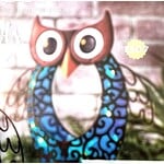 Solar Lighted Rustic Owl Blue