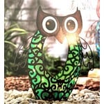 Solar Lighted Rustic Owl Green