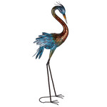 Bronze Crane With Verdigris - Head Down