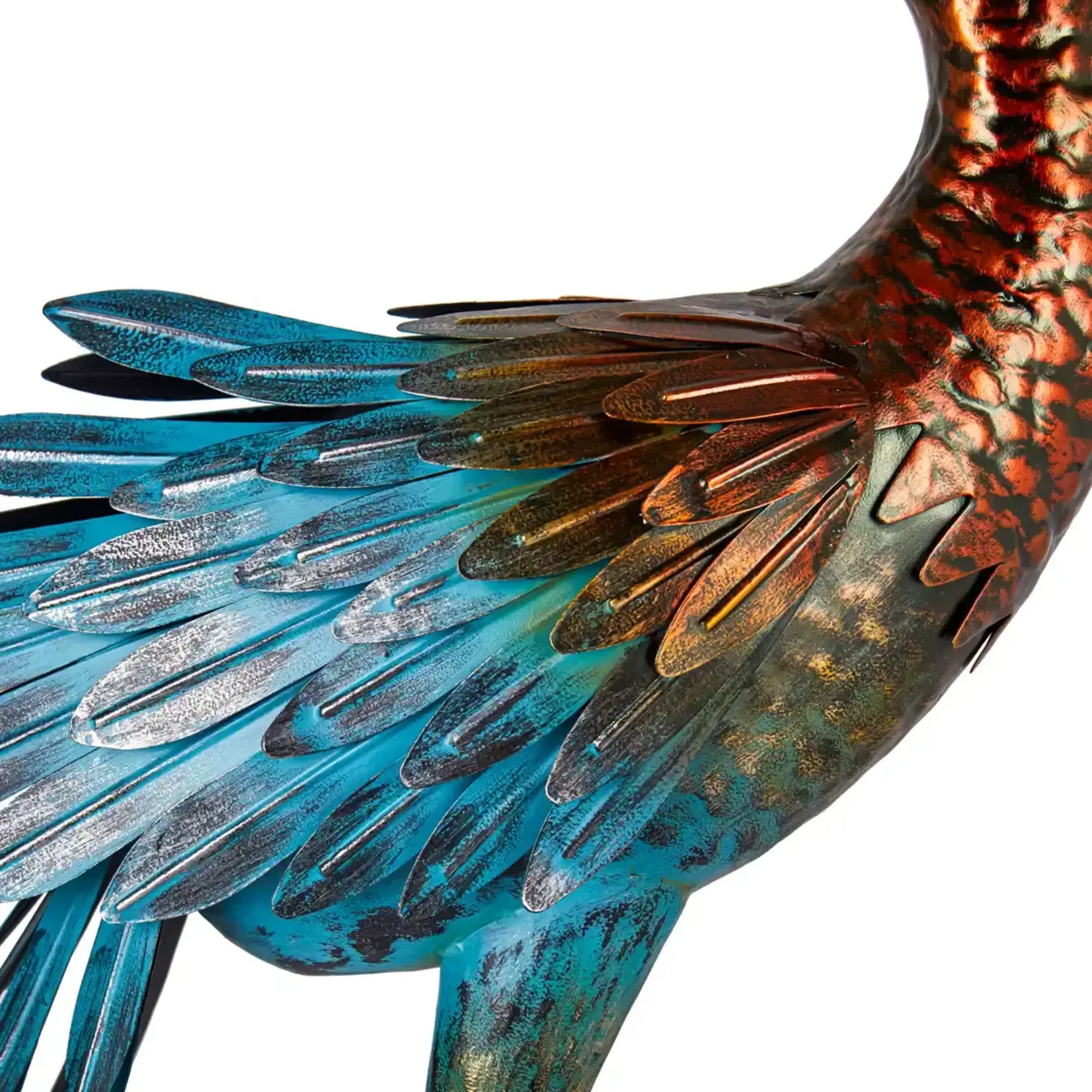 Bronze Crane With Verdigris - Head Down