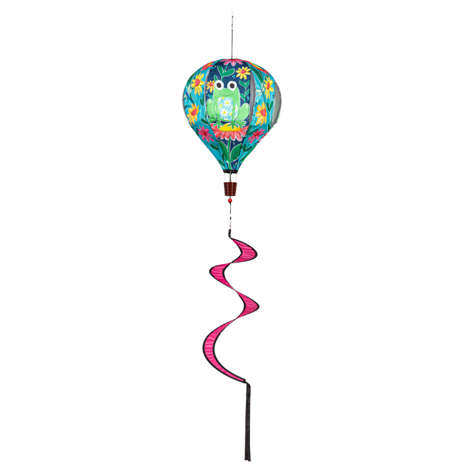 Welcome Friends Frog Burlap Balloon Spinner